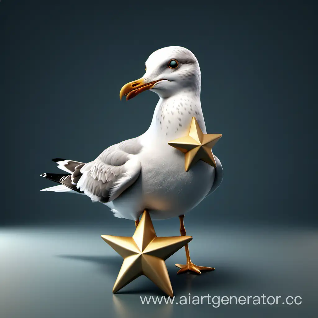 Majestic-3D-Photorealistic-Seagull-Holding-a-Golden-Star