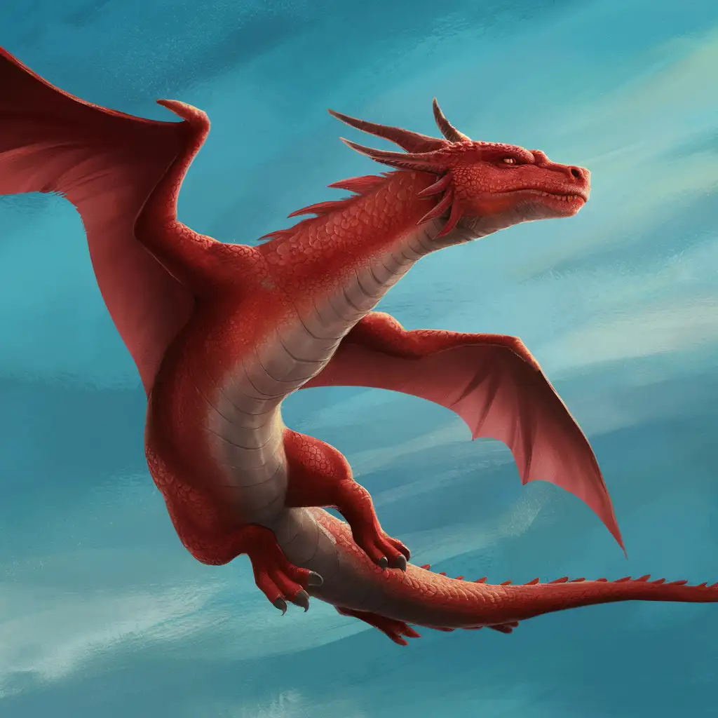 Majestic-Red-Dragon-Soaring-in-Blue-Sky