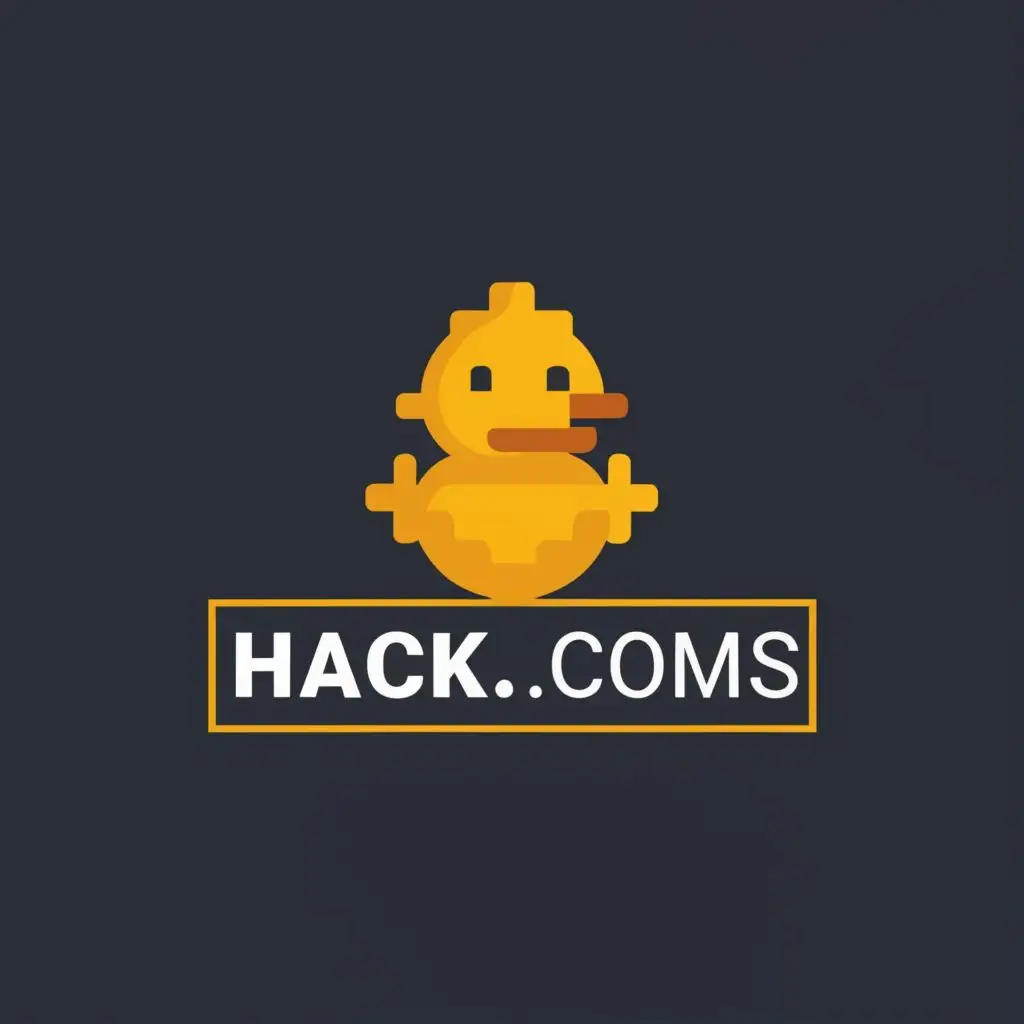 logo, programming duck, with the text "HACK.COMS", typography, be used in Construction industry