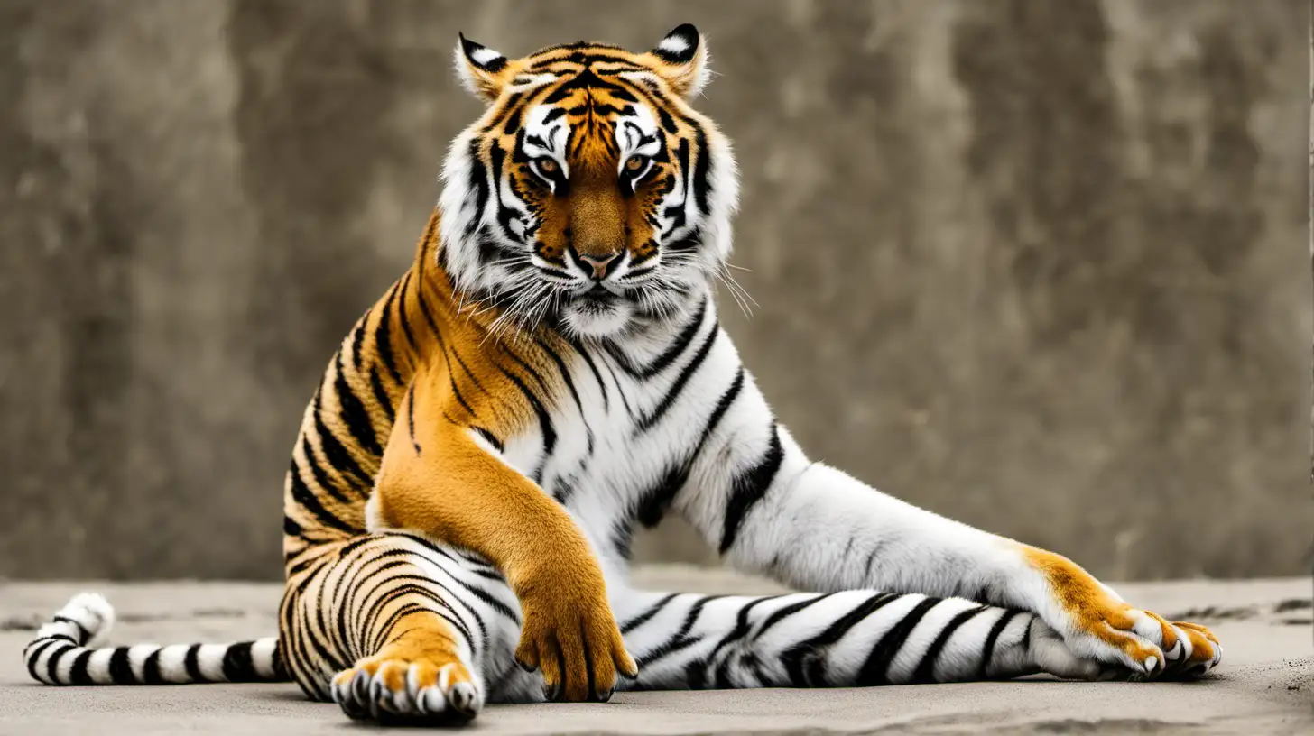Tiger Practicing Yoga in Serene Jungle Setting