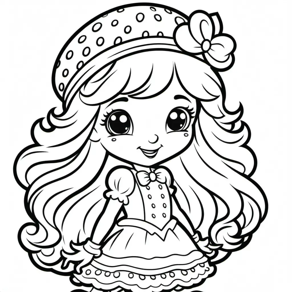Valentine Strawberry Shortcake Coloring Page in Cartoon Style