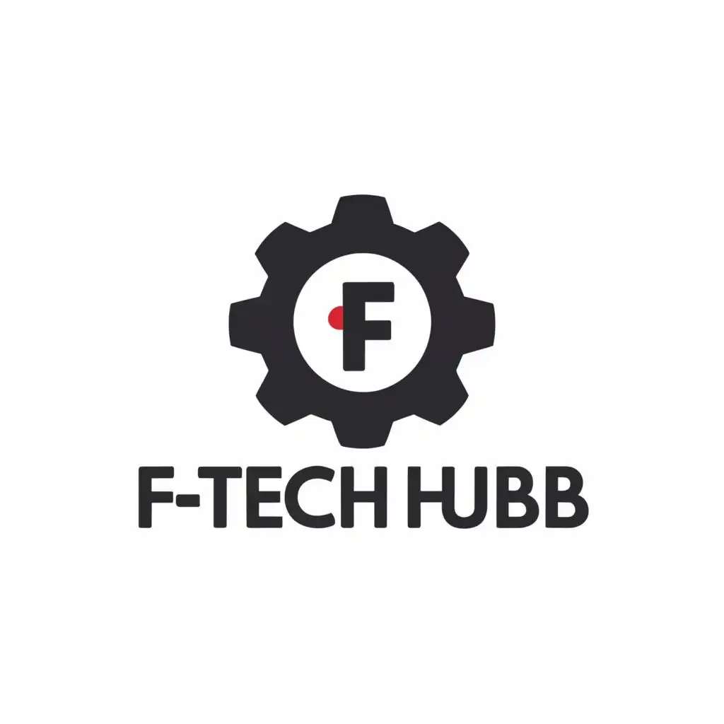 logo, Cog, with the text "Ftech Hub", typography, be used in Internet industry