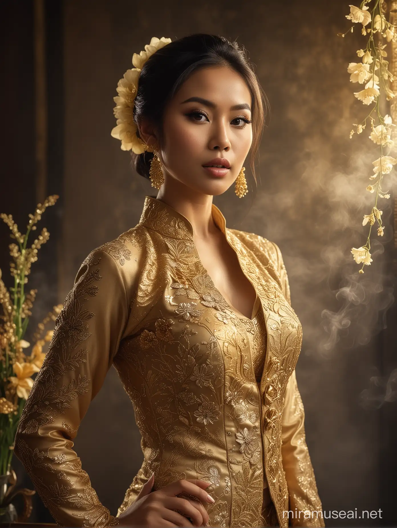Modern Golden Kebaya Fashion Portrait Photography