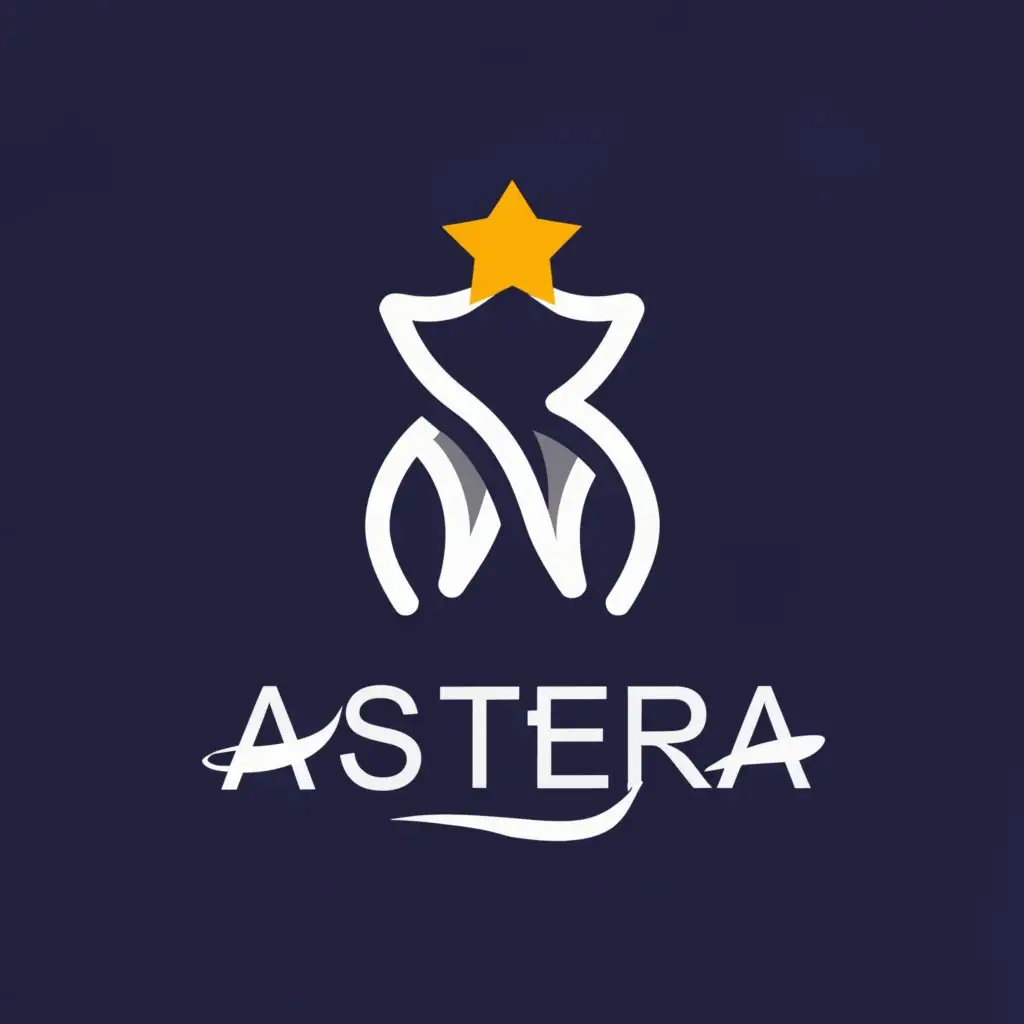 a logo design,with the text "ASTERA", main symbol:Star and tooth,complex,be used in Medical Dental industry,clear background