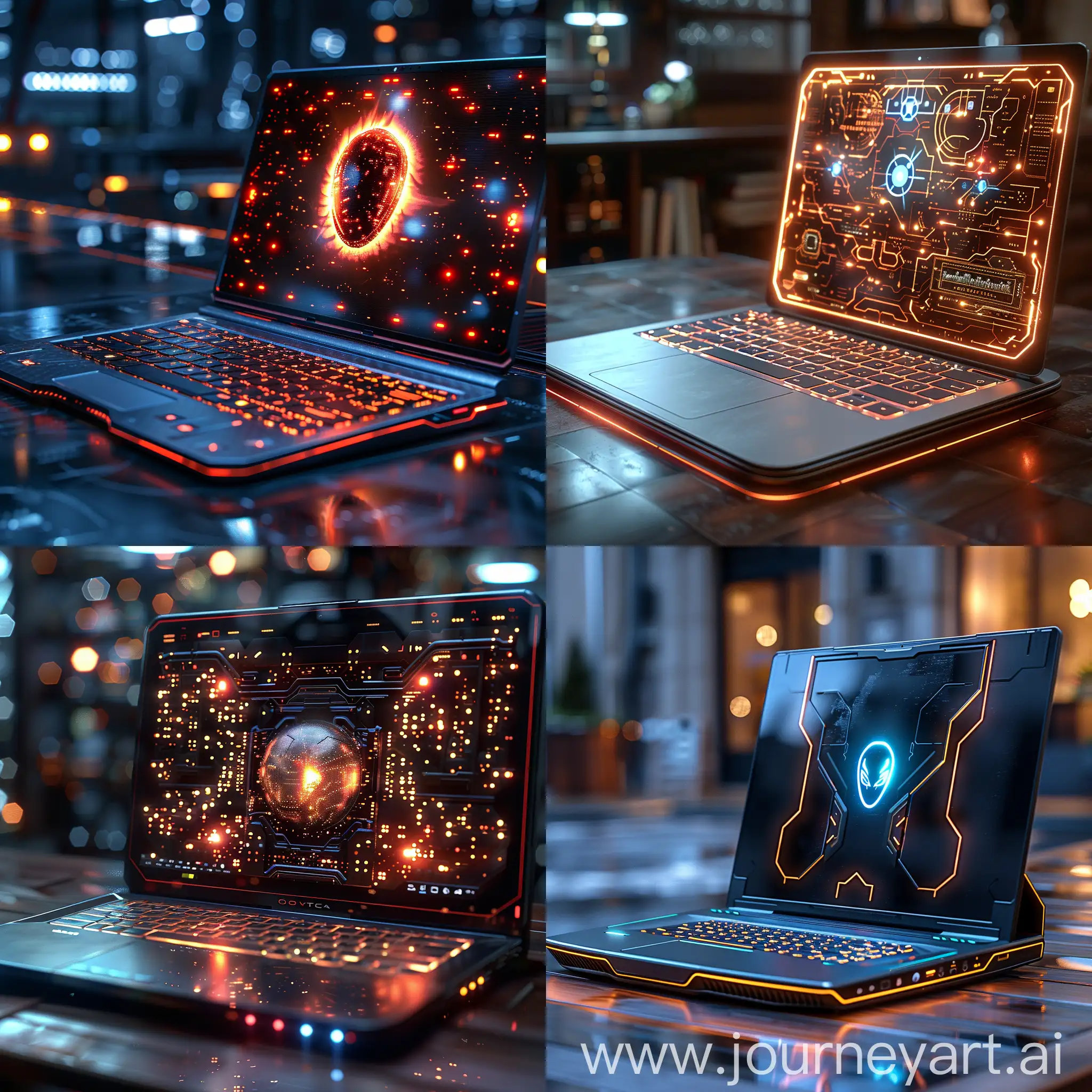 Ultra-modern futuristic laptop, ultramodern futuristic laptop, high tech, octane render --stylize 1000