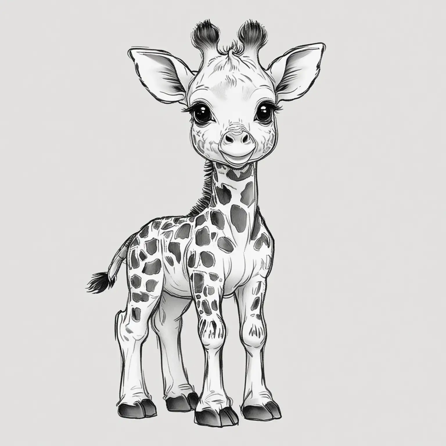 Adorable Baby Giraffe Coloring Page for Kids