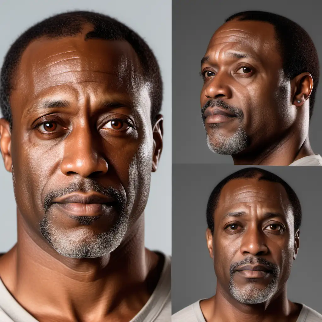 Portrait of a Handsome Black Man in His Forties with Brown Eyes