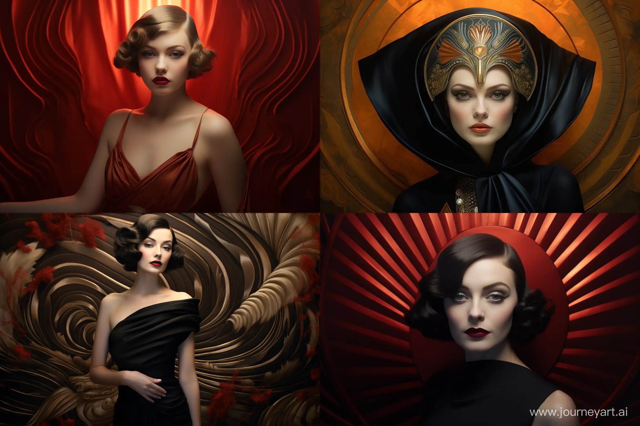Art Deco Elegance: Barbara Hale Create a fashion portrait inspired by the glamorous Art Deco:: era. --ar 3:2