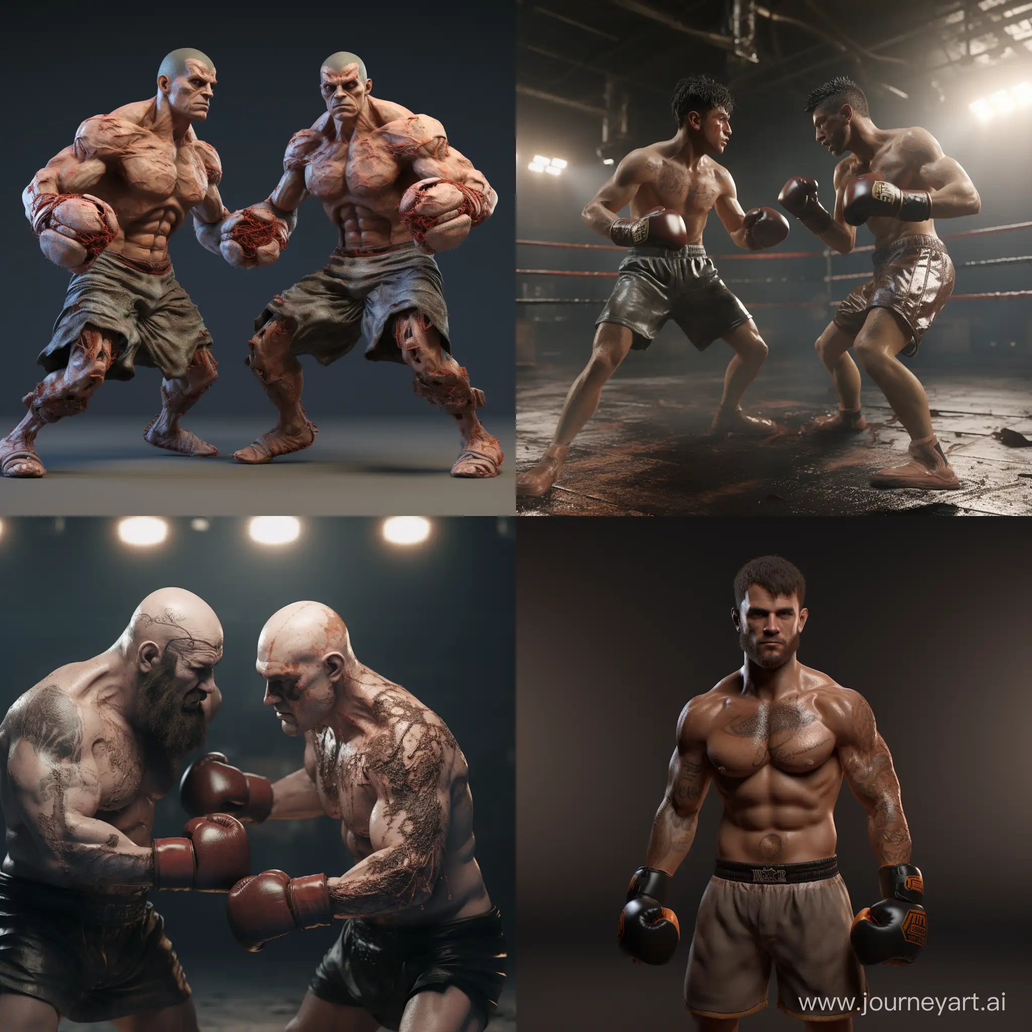 3d render model boxer fight
