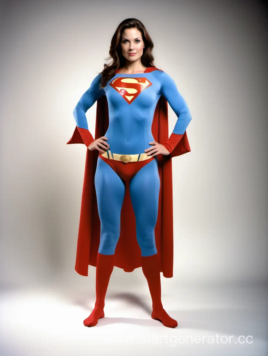 Strong-and-Happy-Woman-in-Superman-Costume-Poses-Powerfully