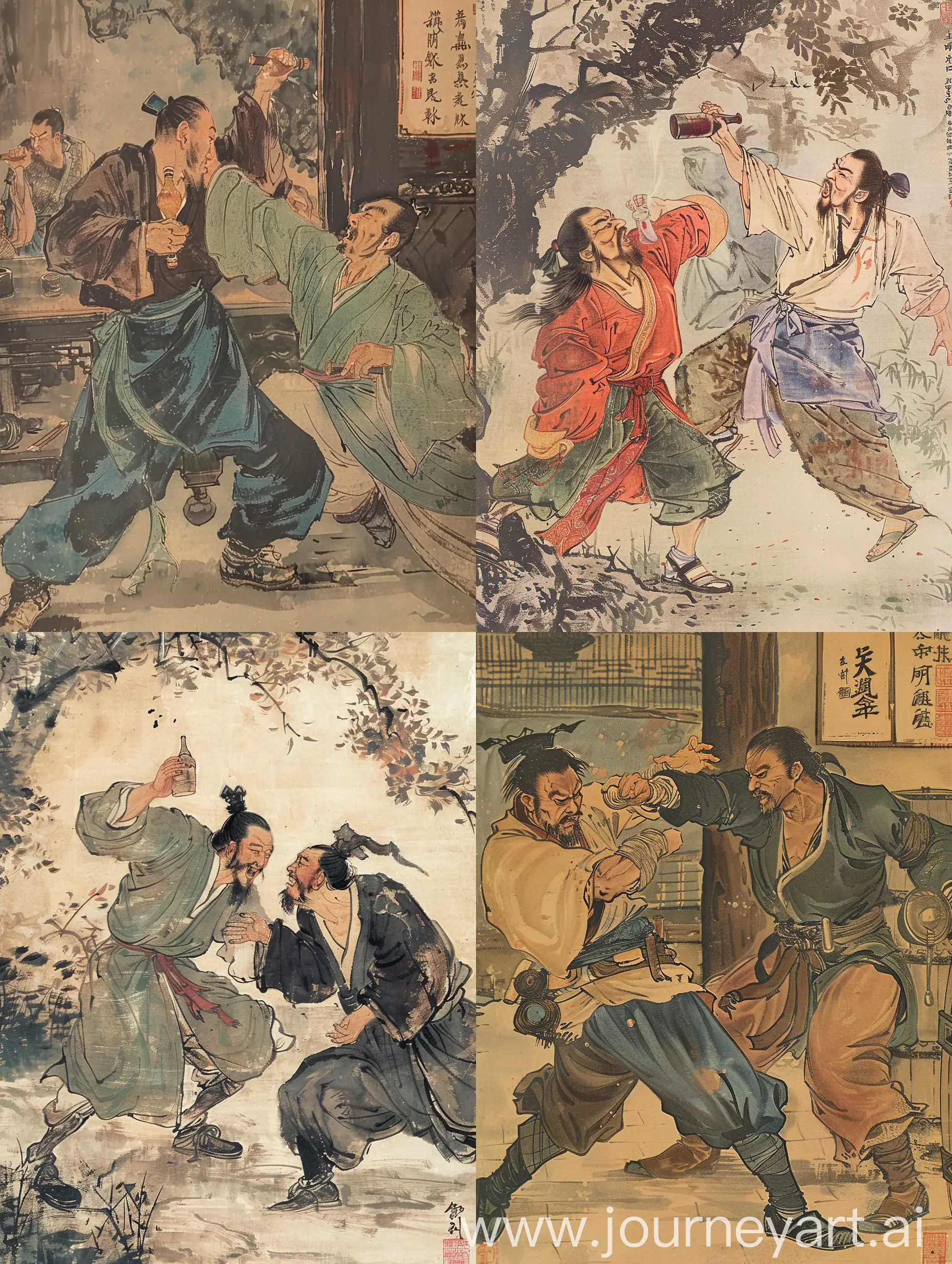 Wu-Song-Drunkenly-Fighting-Jiang-Menshen-in-Water-Margin