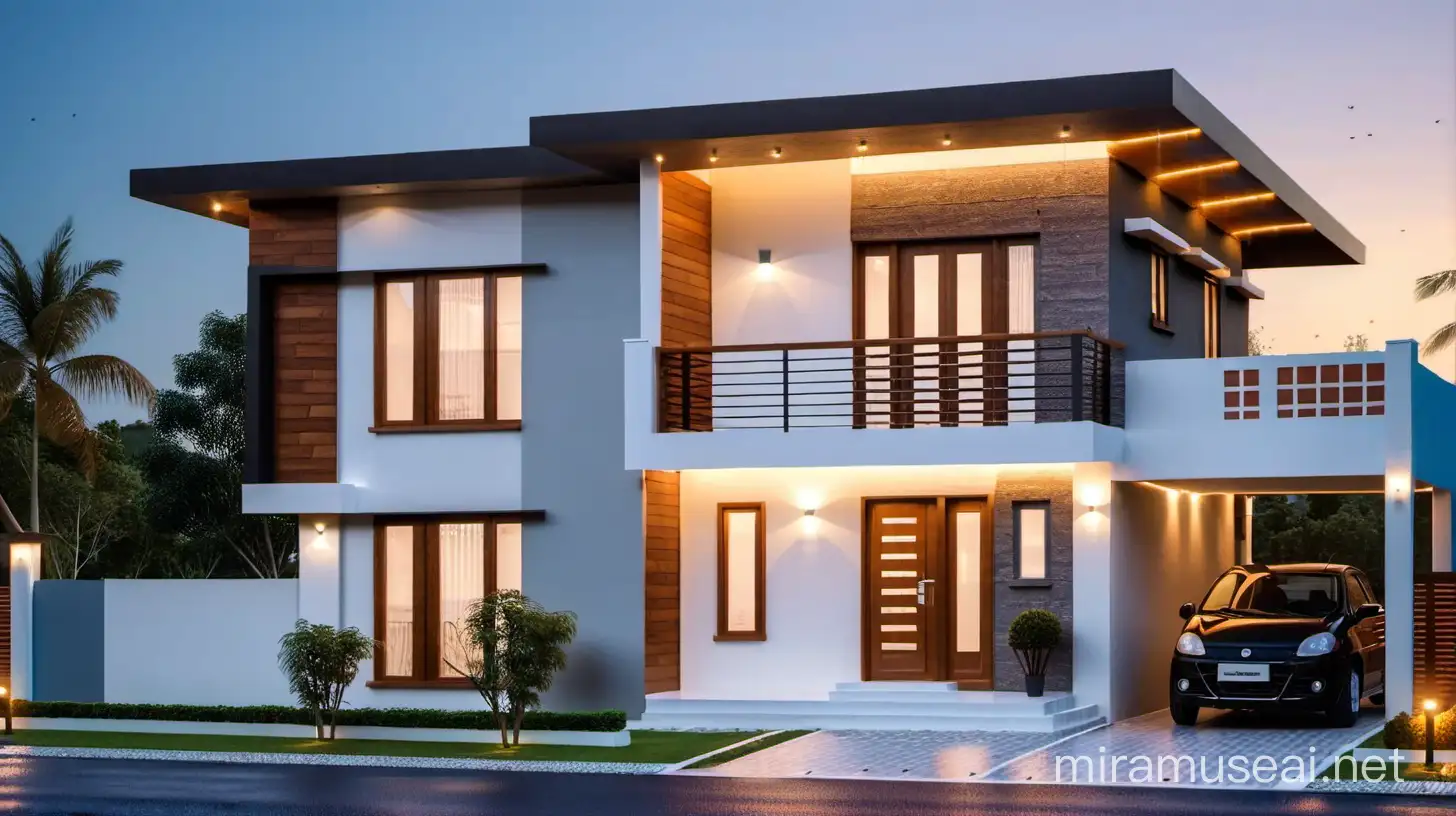 BEST HOUSE SMALL FRONT DESIGN IN BUDGET WITH FLAT ROOF. WITH LIGHTING WOODEN DESIGN.