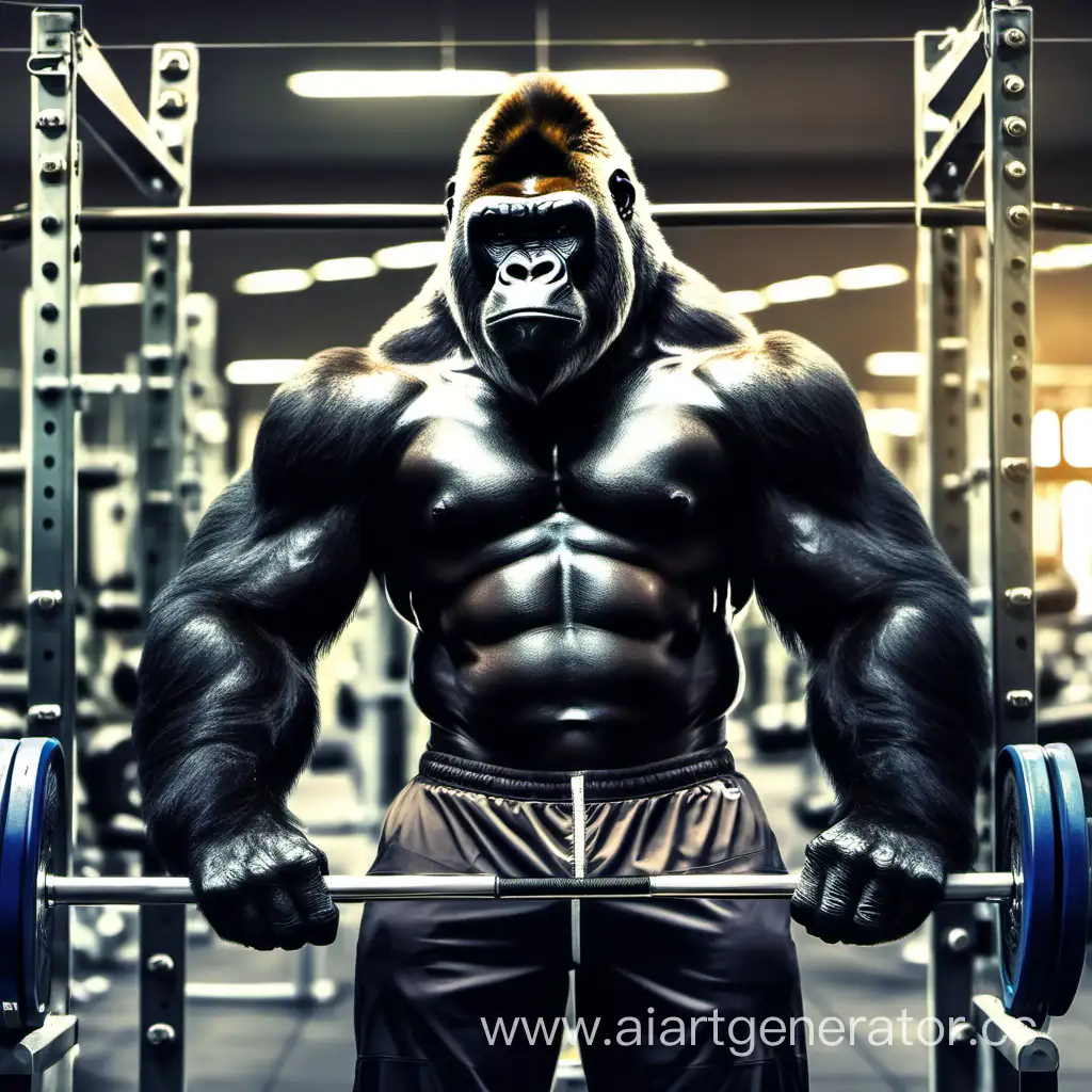 Intelligent-Gorilla-Exercising-with-Glasses-in-Modern-Gym