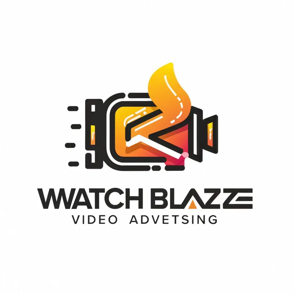 a logo design,with the text "Watch Blaze Video Advertising", main symbol:video,complex,clear background