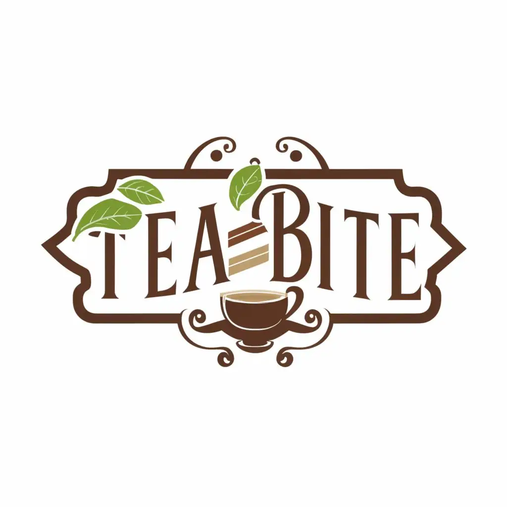 logo, tea chocolate, with the text "teabite", typography