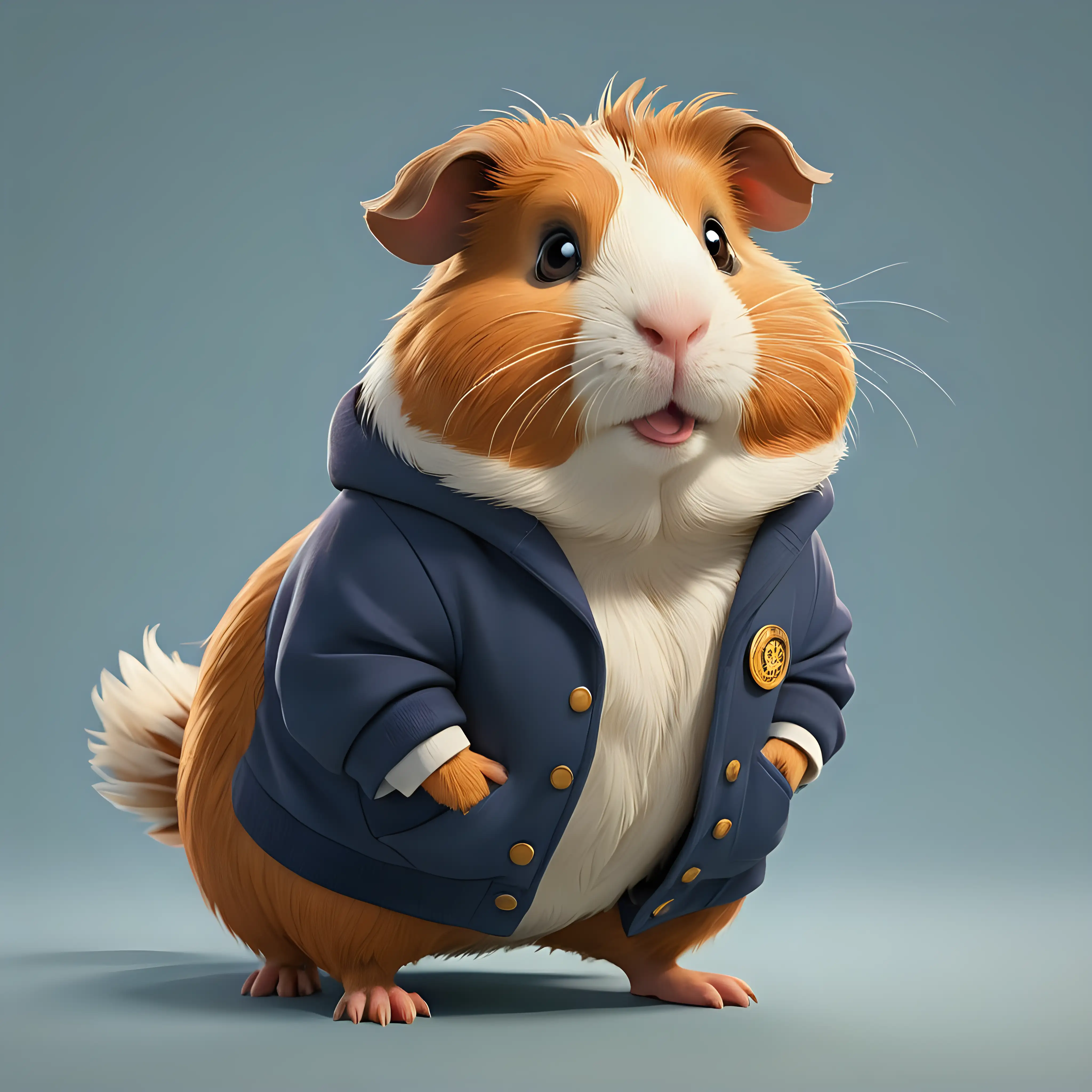 Funny Cartoon Guinea Pig Mayor with Clear Background