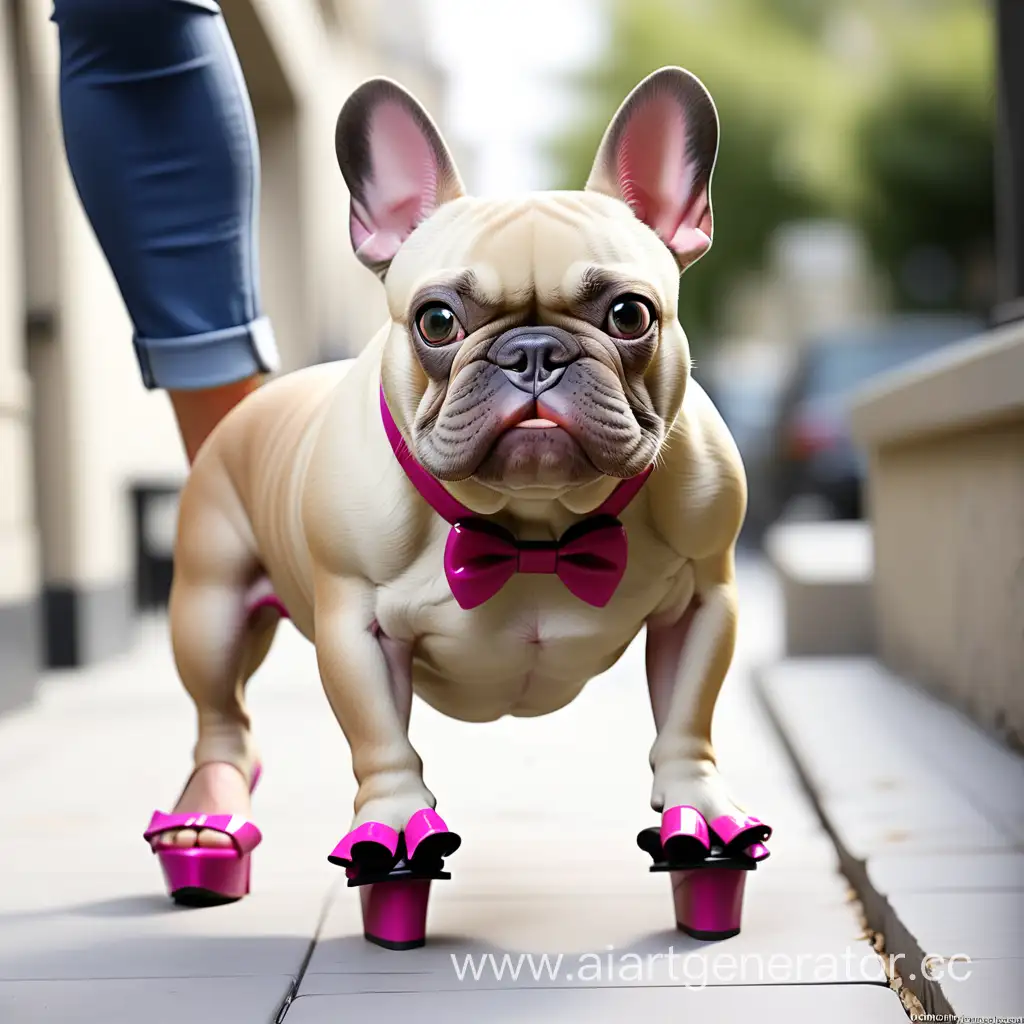 Fashionable-French-Bulldog-Struts-in-Stylish-High-Heels