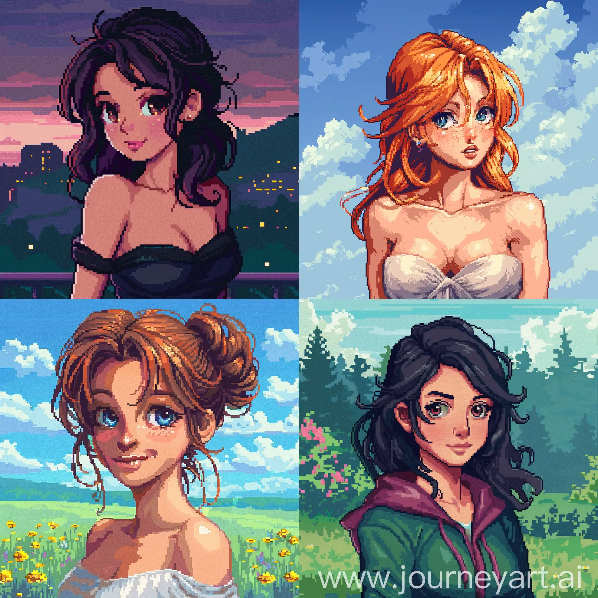 pretty girl in pixel art 64 *64 pixel for a side scroll game