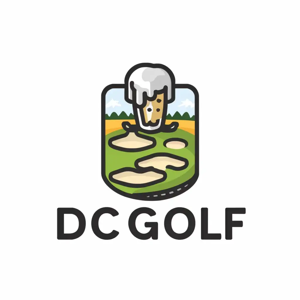 a logo design,with the text "DC GOLF", main symbol:golf course beer,Moderate,be used in Events industry,clear background