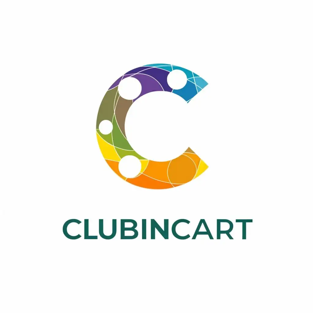 logo, just the letter C made with circle heads, with the text "Clubncart", typography, be used in Internet industry