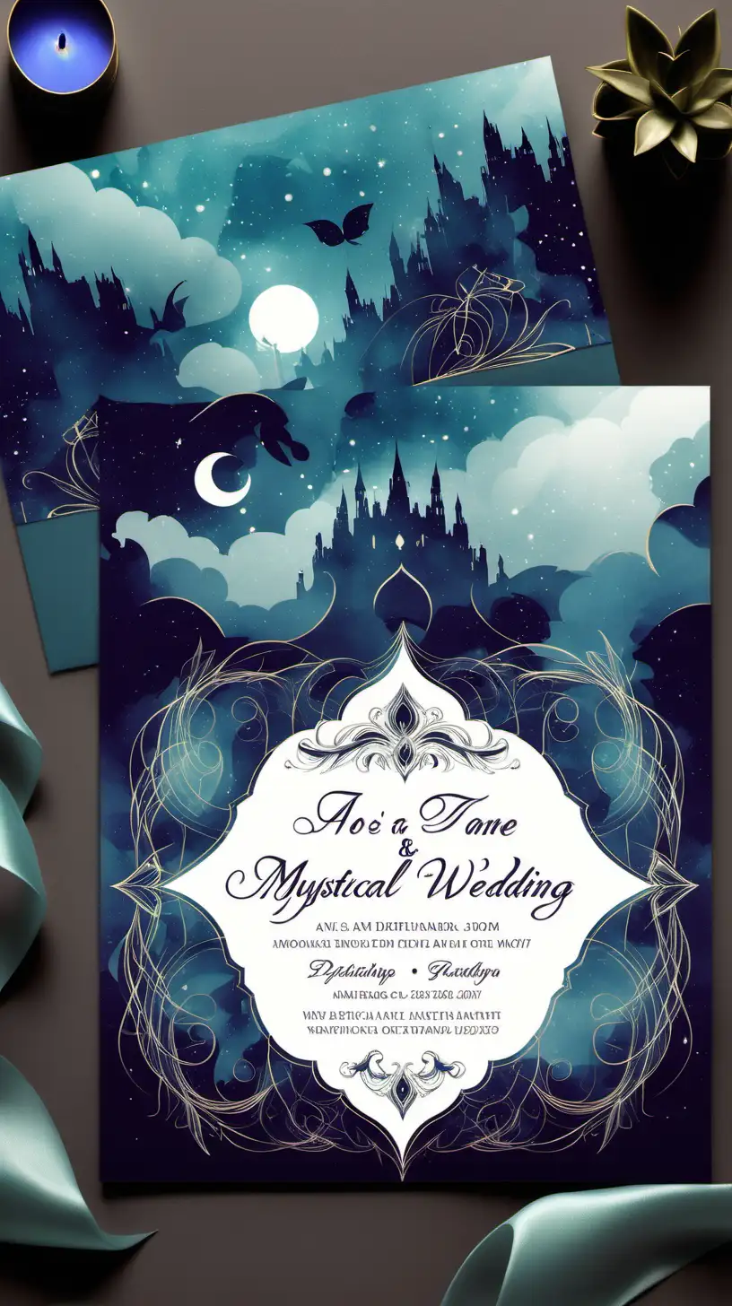 Mystical-themed wedding invitation card