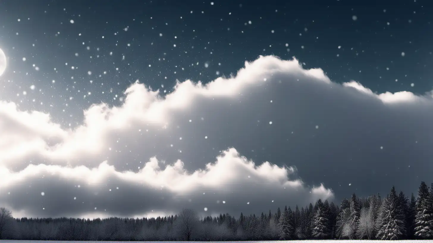 Enchanting Snowfall with Dramatic Cloudscape