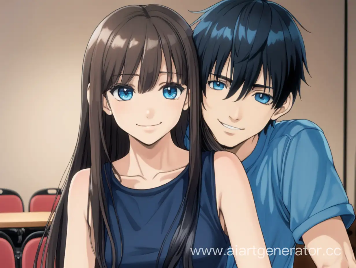 Charming-Anime-Couple-Embracing-in-Stylish-Blue-Attire