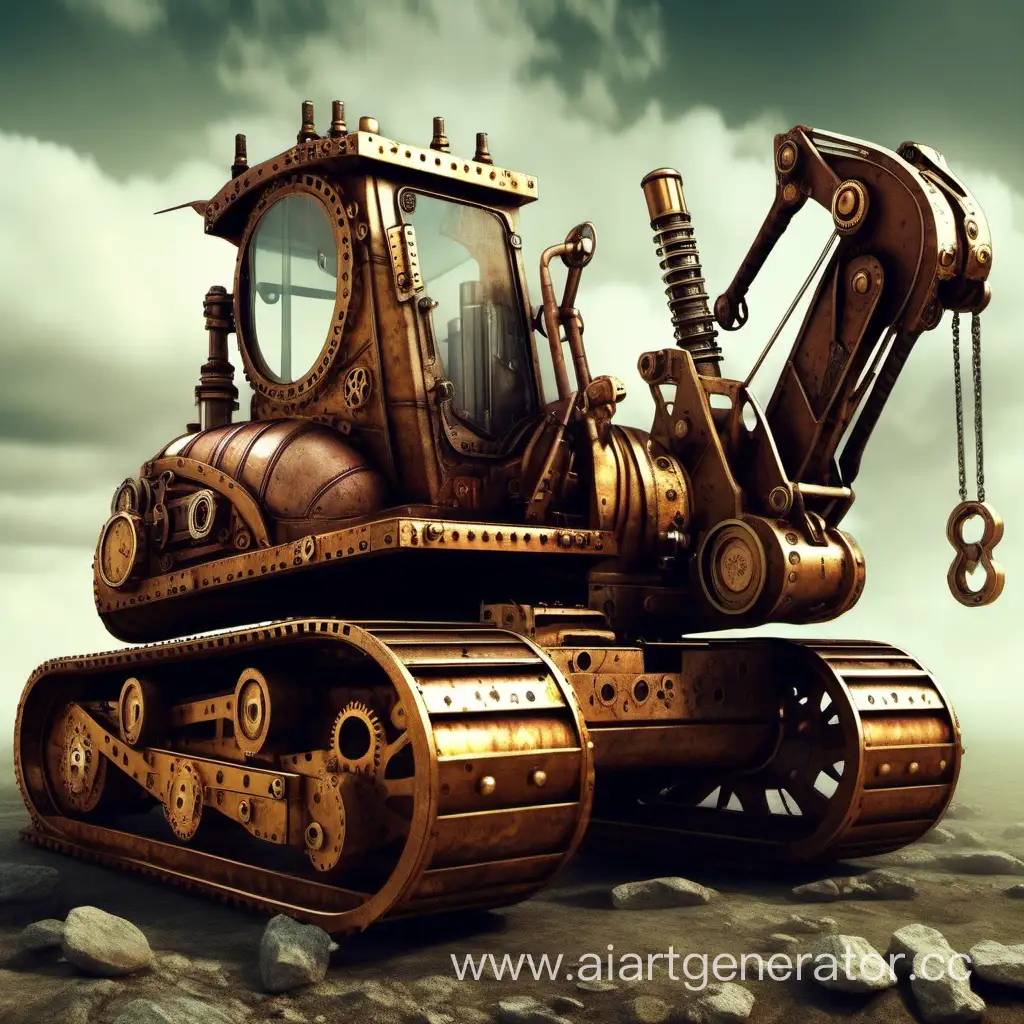 Steampunk-Excavator-Machine-in-Industrial-Setting