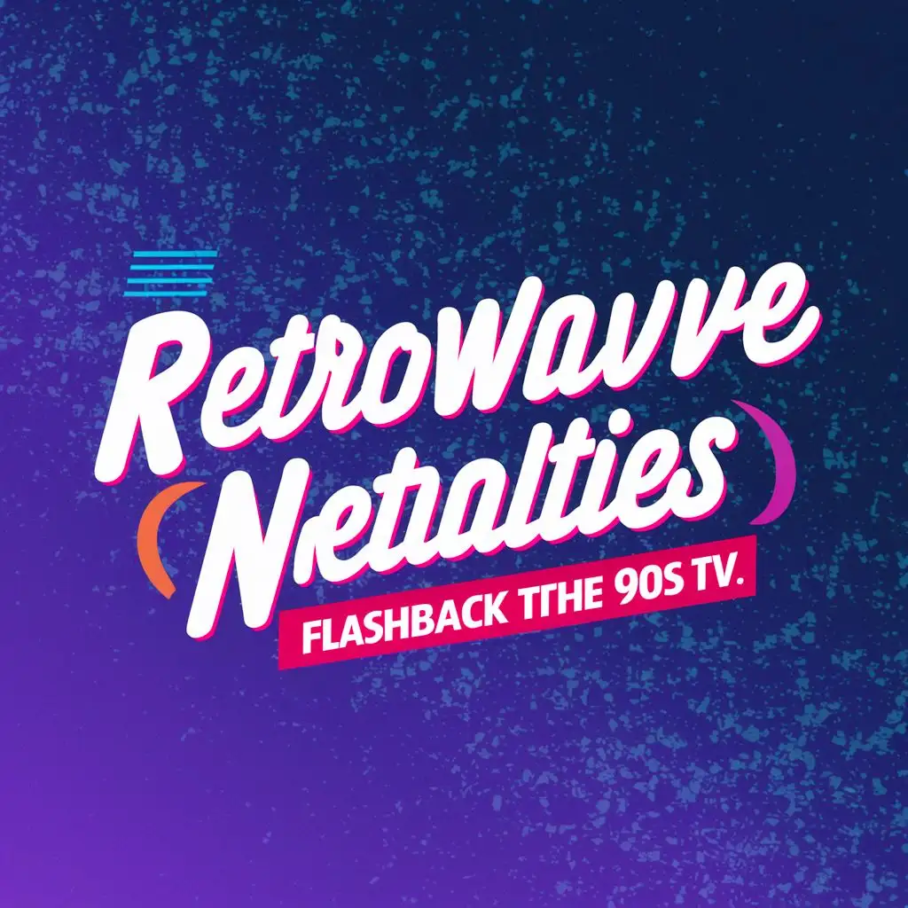 logo, Relive the nostalgia: Flashback to the 90s TV, with the text "RetroWaveNineties", typography, be used in Entertainment industry