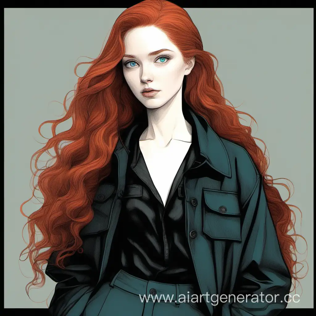 Enigmatic-RedHaired-Girl-in-Stylish-Monochrome-Ensemble