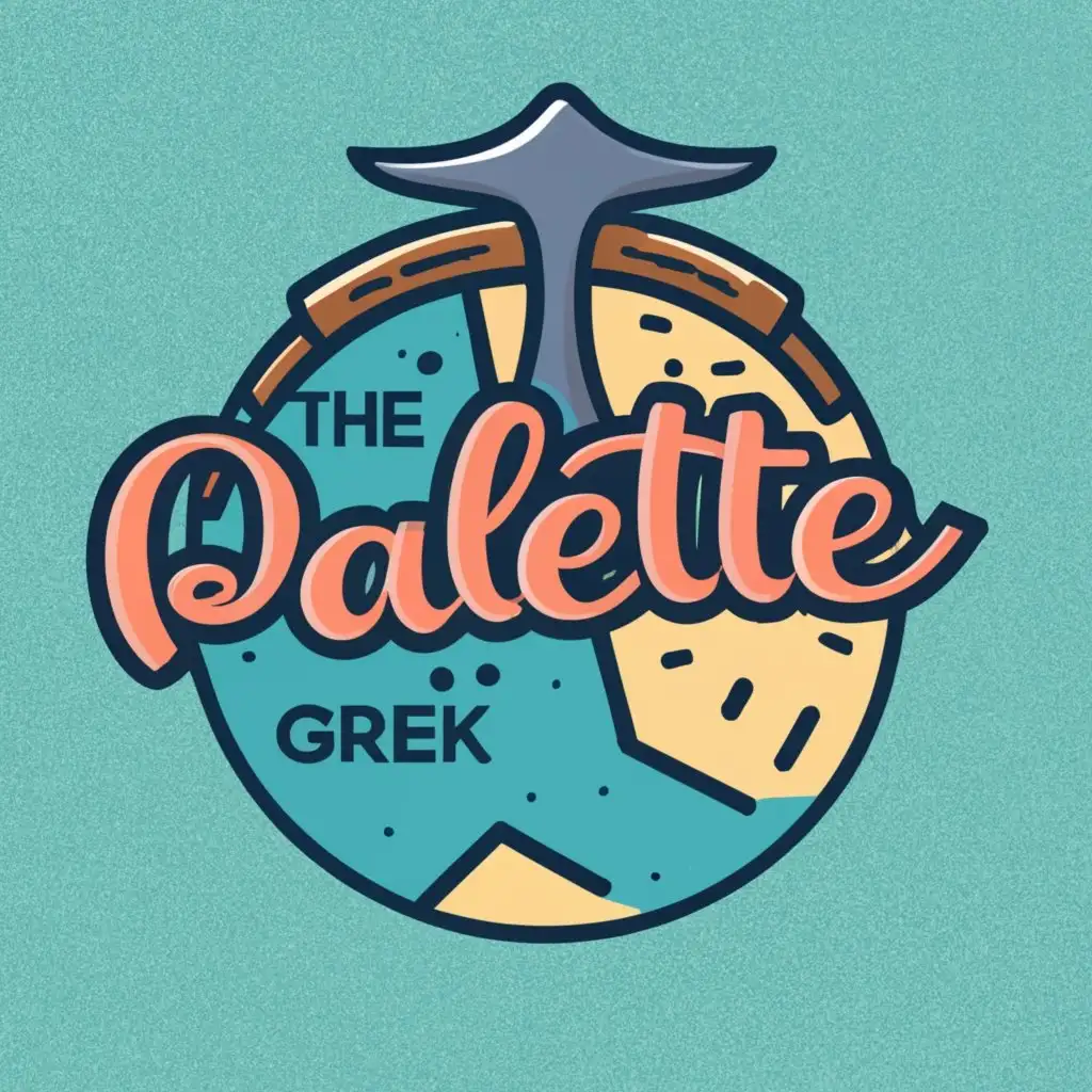 logo, a palette with Greek map, with the text "palette", typography, be used in Travel industry