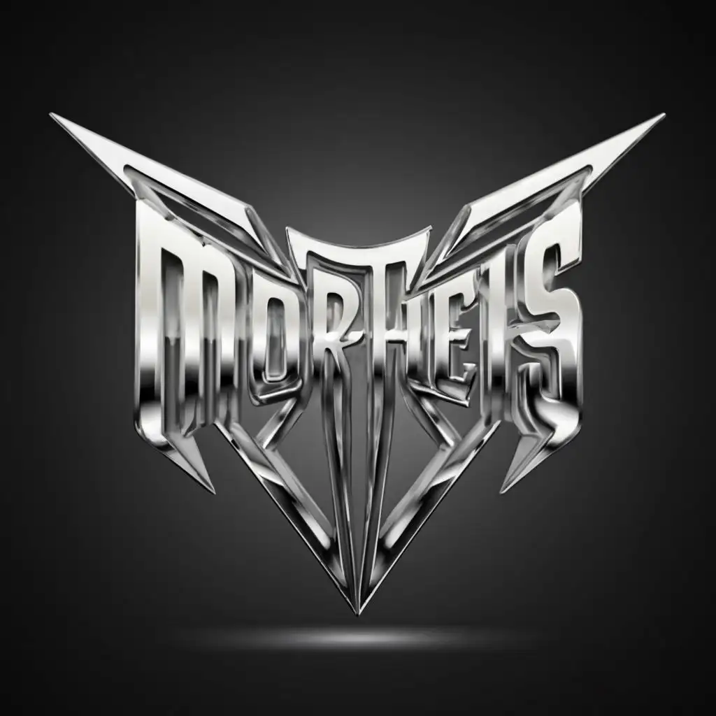 logo, Cool devil letters, silver color. MORPHEUS 3D, with the text "MP 
MORPHEUS", typography