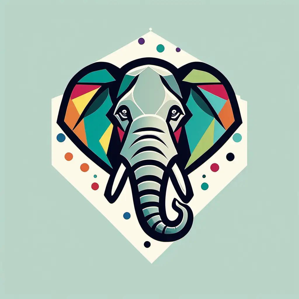 Modern Bold Elephant Logo with Confetti