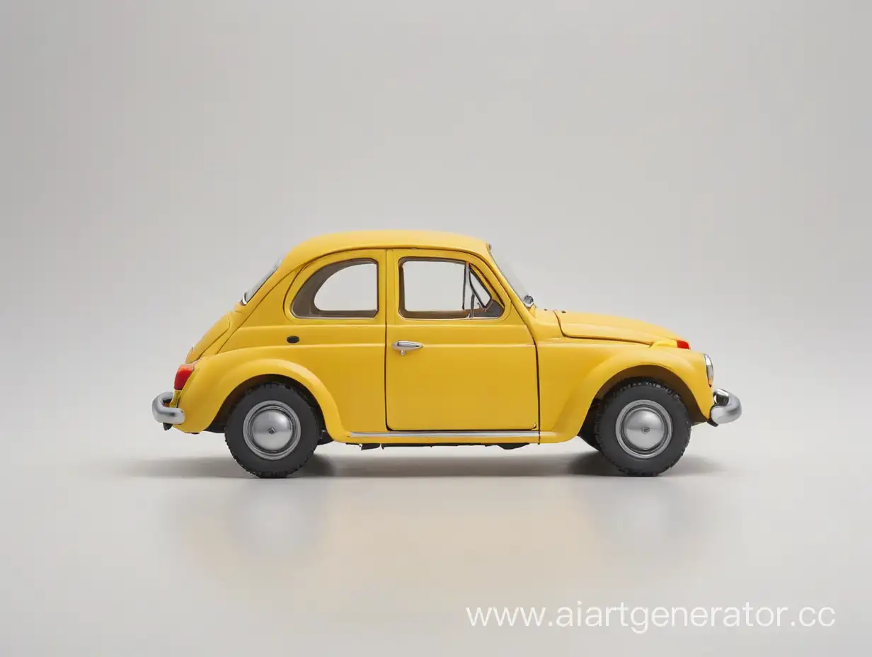 Yellow-Toy-Car-on-White-Background-Side-View