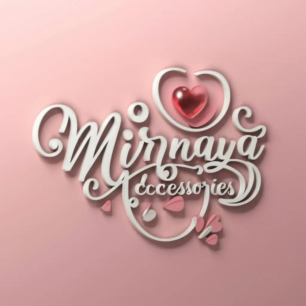 LOGO-Design-for-Mirnaya-Accessories-Chic-Pink-White-Themed-3D-Emblem-Highlighting-Jewelry-Elegance