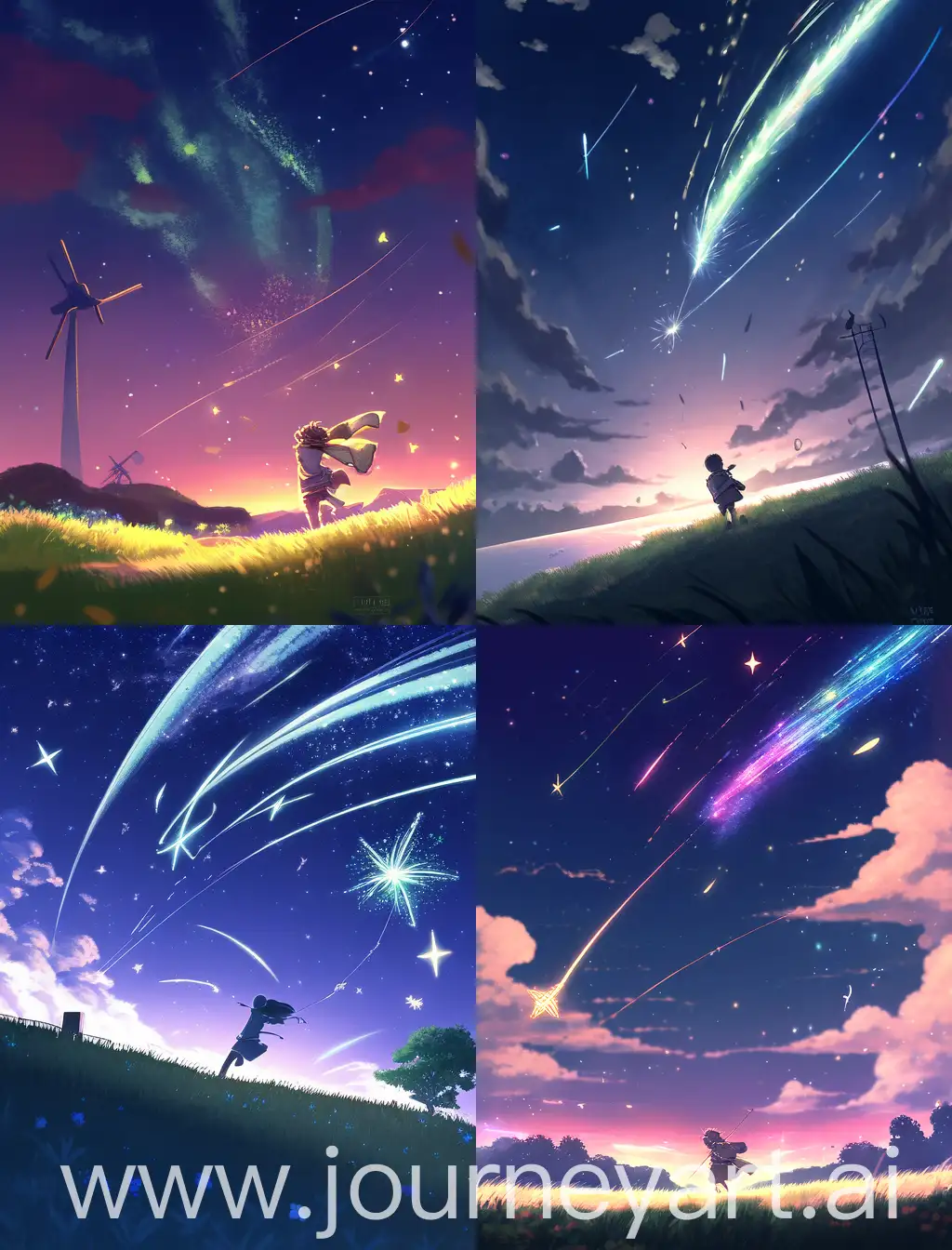 Boy-Chasing-Milky-Way-Kite-on-Grassland