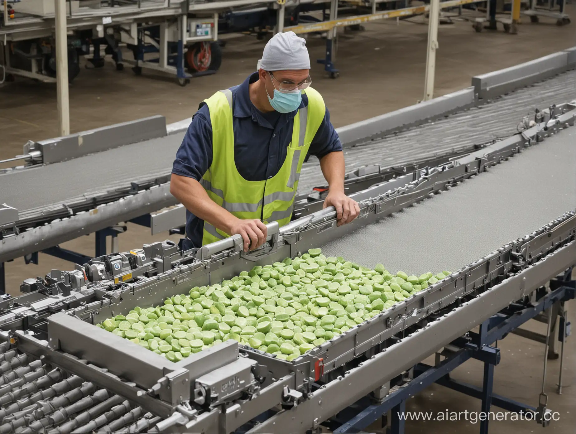Industrial-Lime-Sorting-Worker-on-Conveyor-Production-Line