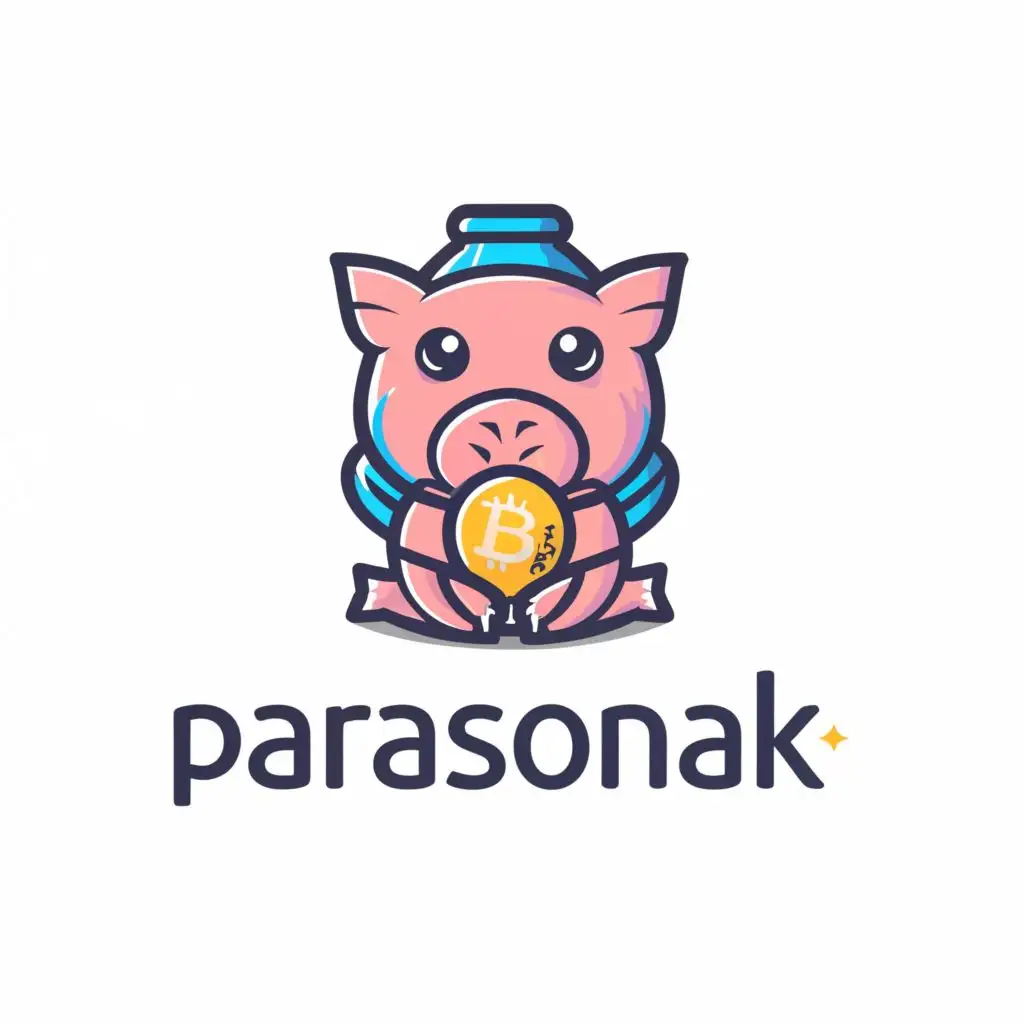 a logo design,with the text "Paraseonak", main symbol:Piglet, Crypto, Dumbells, Jam,Moderate,clear background