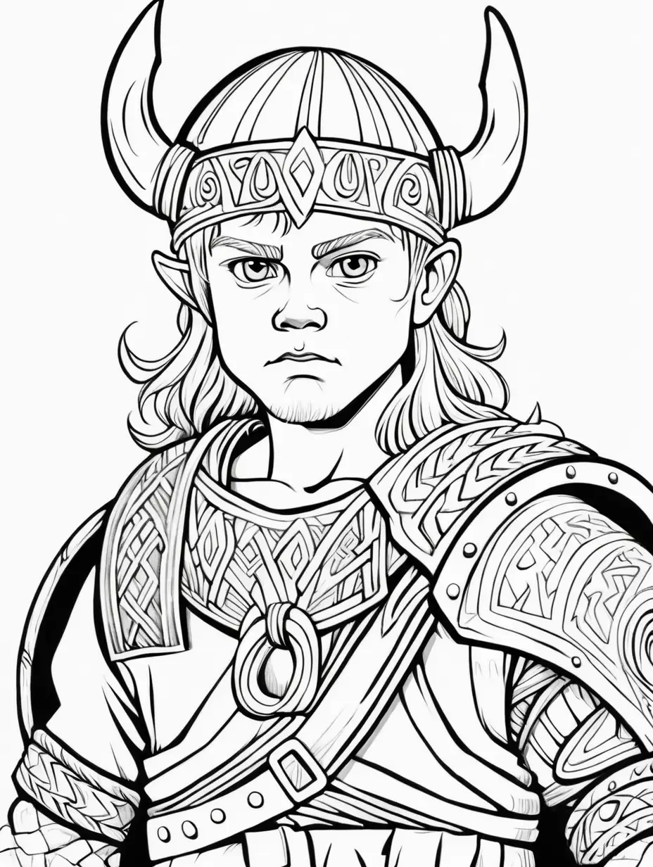 YOUNG VIKING BOY FOR COLOURING BOOK