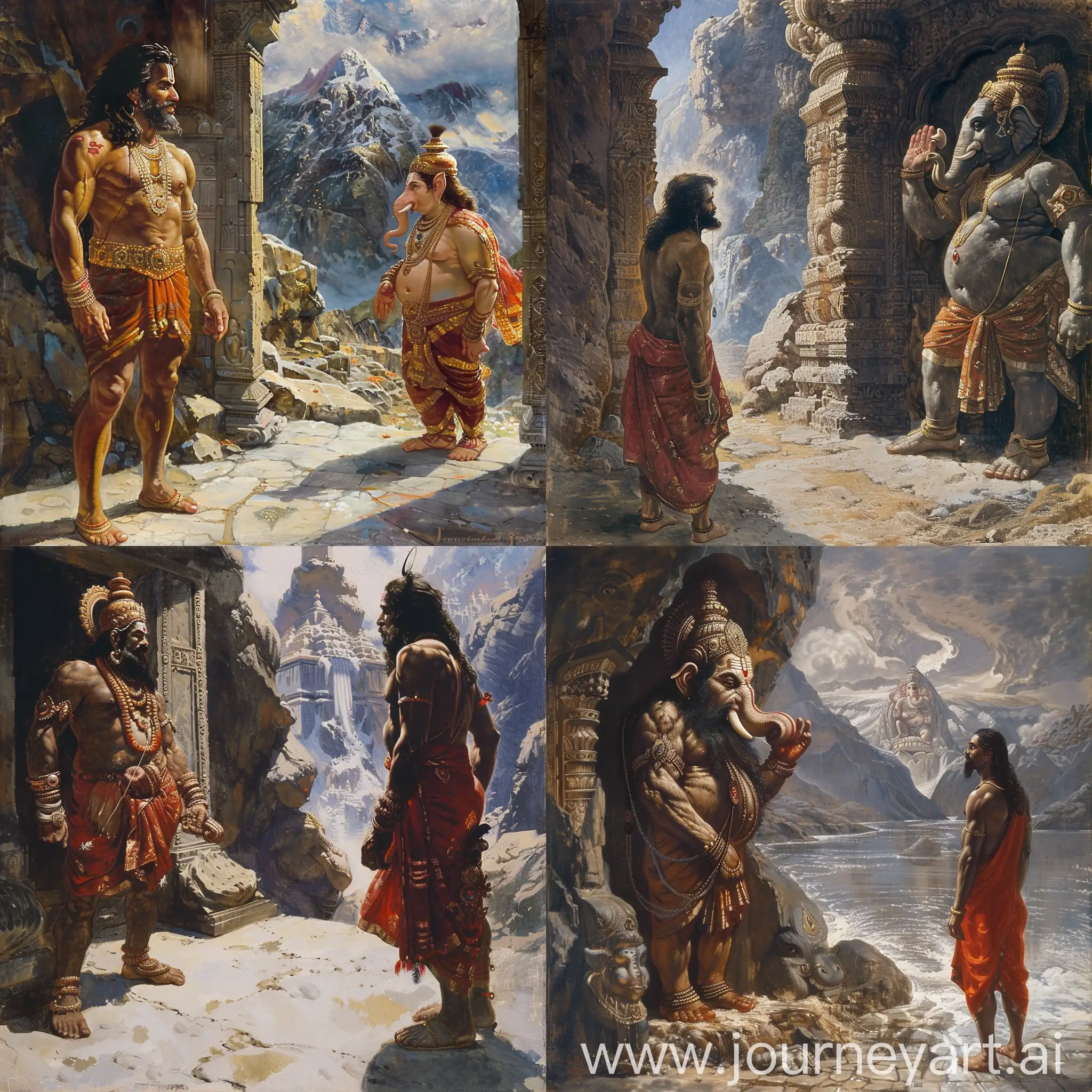 Parashurama-Confronting-Ganesha-at-Mount-Kailash