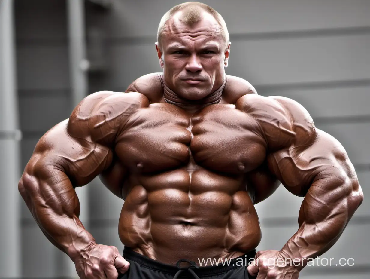 Muscular-Russian-Bodybuilder-Demonstrating-Strength-in-Gym