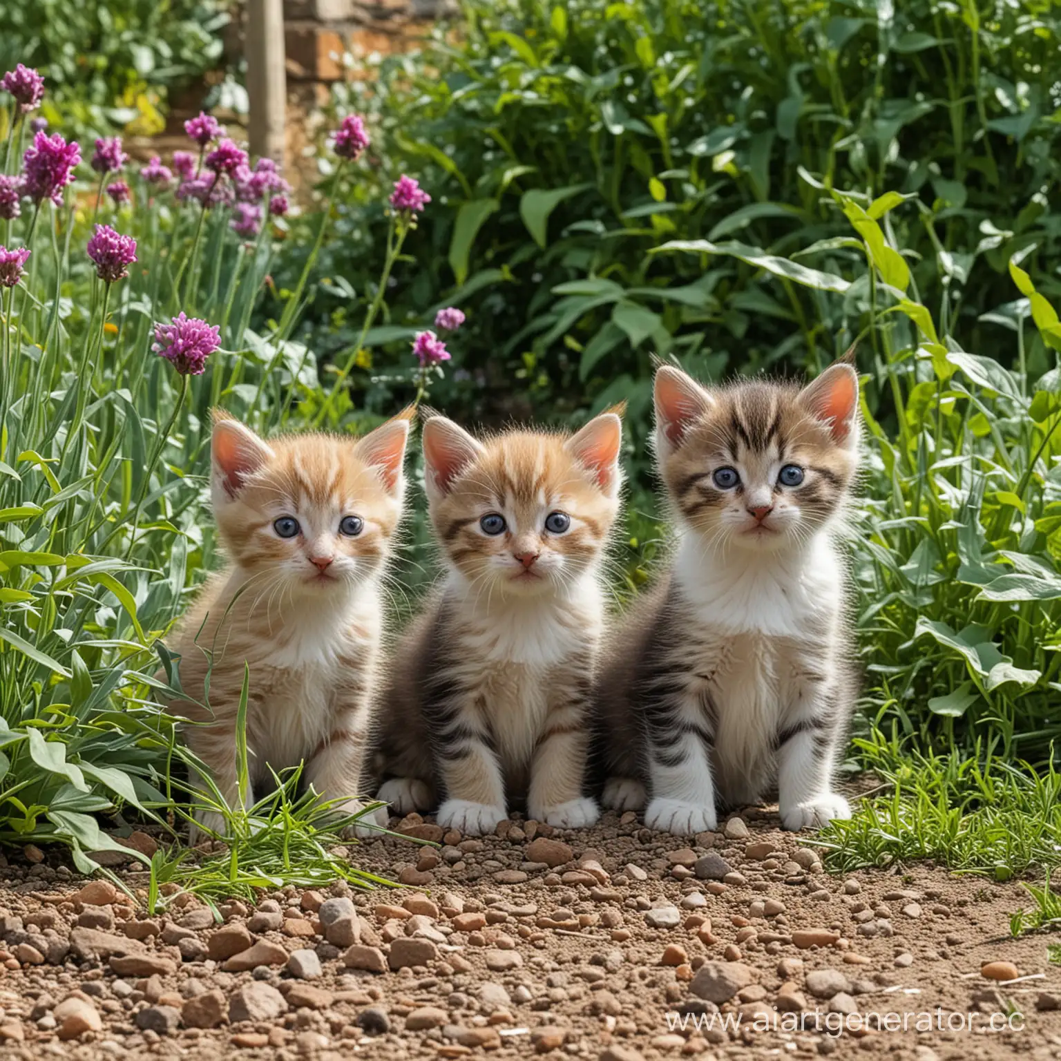 Playful-Kittens-Exploring-a-Lush-Garden