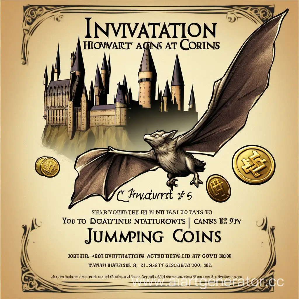 Флаер-приглашение на мероприятие в хогвартсе: Прыгающие монетки