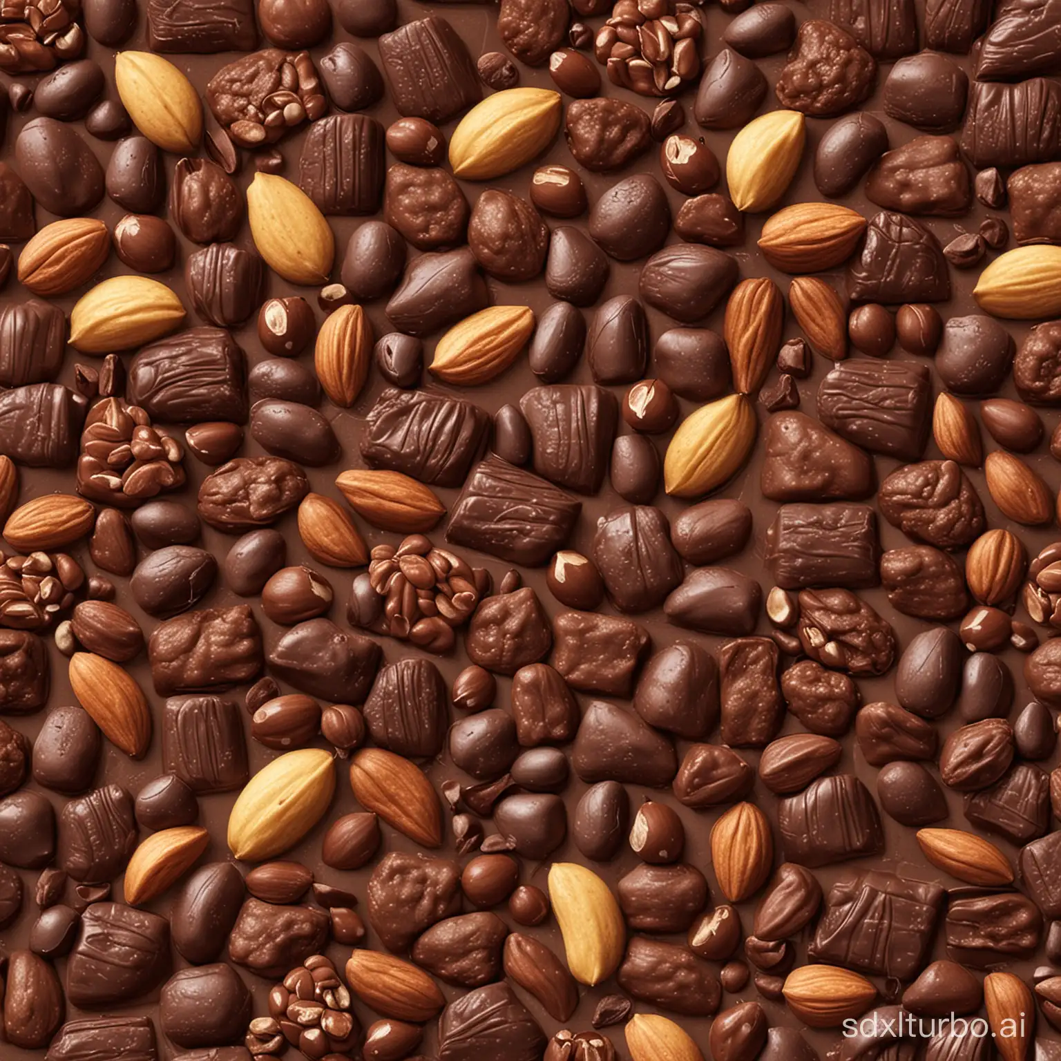 Chocolate package texture with fruit and nuts