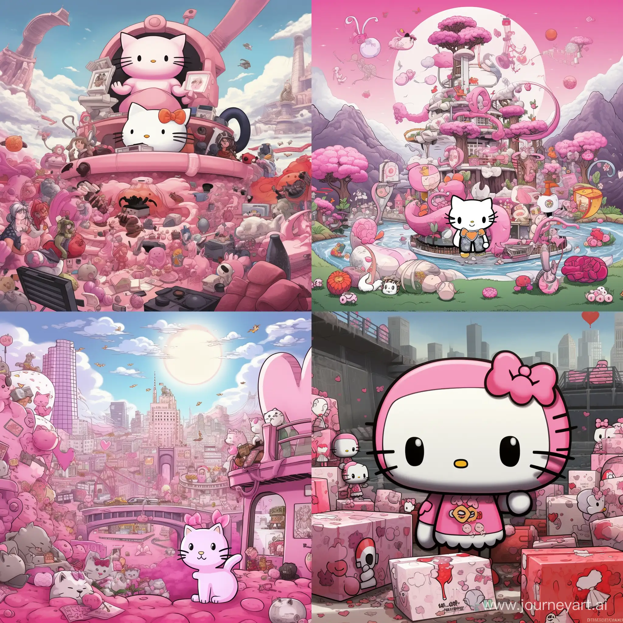 Hello-Kitty-Cartoon-Poster-in-Dominant-Pink-Hue