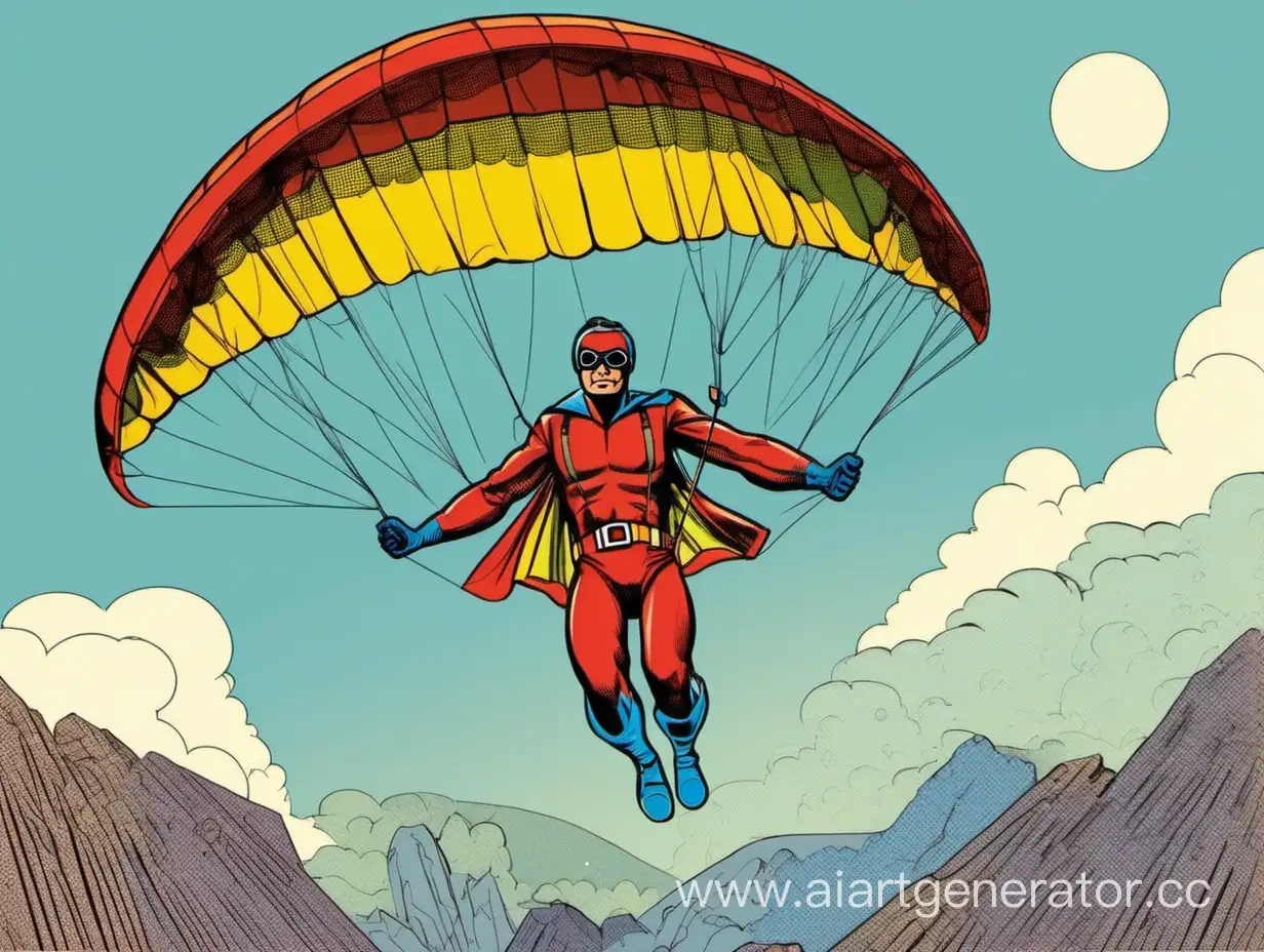Retro-Comic-Superhero-Paragliding-Adventure