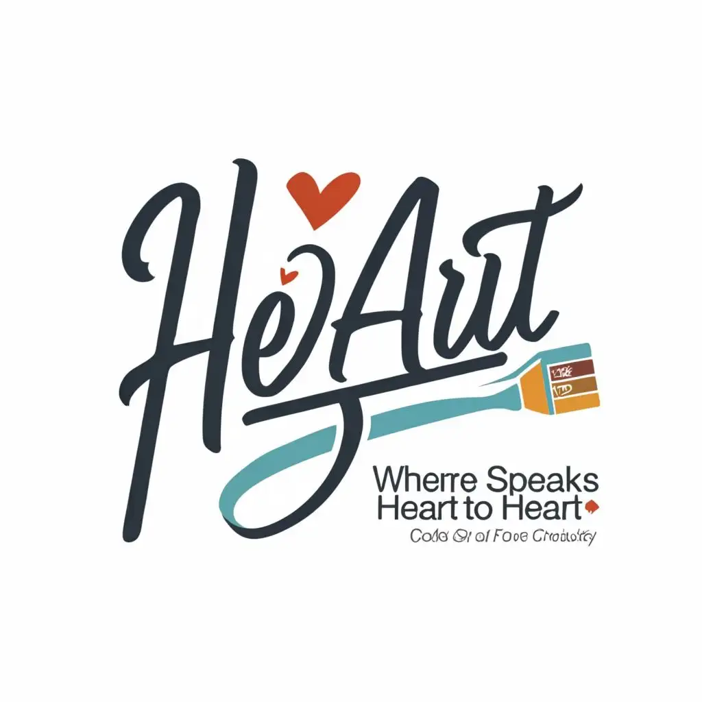 a logo design,with the text "He!Art: Where Art Speaks Heart to Heart", main symbol:palet, brush, love,Moderate,clear background