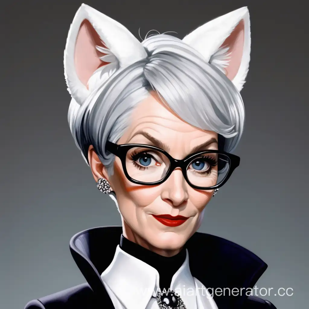 Miranda Priestly with white cat ears