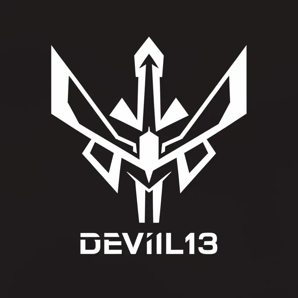 LOGO-Design-For-Devil-13-Futuristic-Combat-Starship-Emblem-on-Clear-Background
