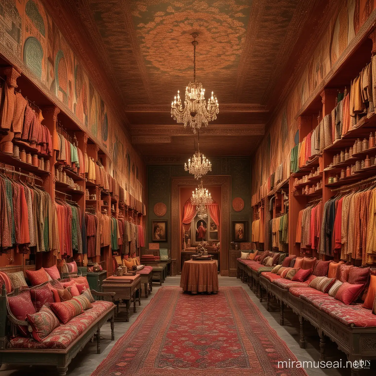 generate an image of a space for Sabyasachi's store with elements of Jaipur/rajasthan
